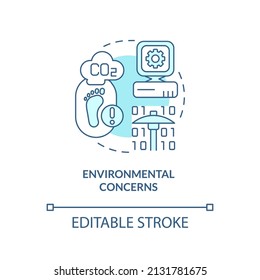 Environmental concerns turquoise concept icon. Cryptocurrency issue in nearest future abstract idea thin line illustration. Isolated outline drawing. Editable stroke. Arial, Myriad Pro-Bold fonts used