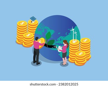 Environmental Conservation business isometric 3d vector concept for illustration, banner, website, landing page, flyer, etc.