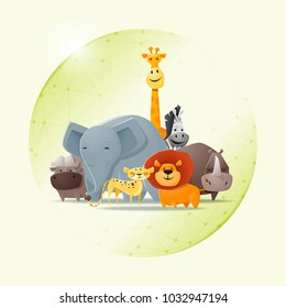 Environmental conservation concept with wild animals protected in polygonal sphere shield , vector , illustration