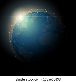 Environmental conservation and Globalization concept with Earth in polygonal sphere network , vector , illustration