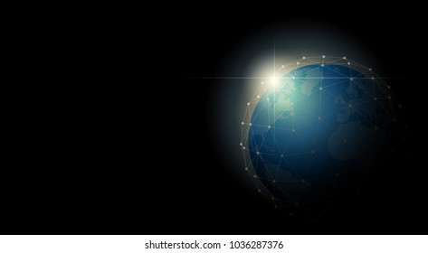 Environmental conservation and Globalization concept with Earth in polygonal sphere network , vector , illustration