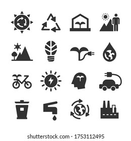 Environmental Conservation Icons - Illustration - Editable Vector Graphic