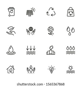 Environmental conservation icons. Recycling, air pollution, solar battery. Ecology concept. Vector illustration can be used for topics like environment, energy saving, nature resources