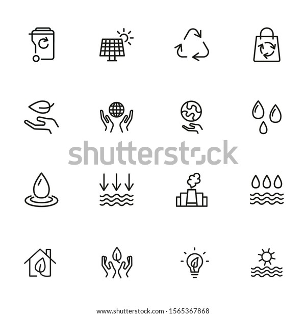 Environmental Conservation Icons Recycling Air Pollution Stock Vector ...