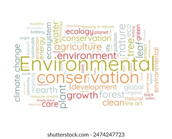 Environmental conservation word cloud template. Nature conservation concept vector tagcloud background.