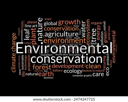 Environmental conservation word cloud template. Nature conservation concept vector tagcloud background.
