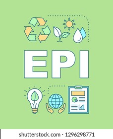 Environmental conservation word concepts banner. EPI. Eco friendly. Waste recycling, alternative energy. Environment protection. Isolated lettering typography. Vector outline illustration