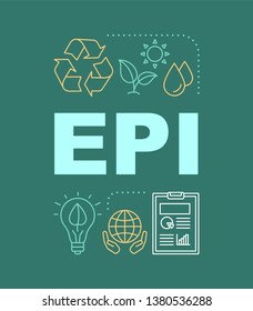 Environmental conservation word concepts banner. EPI. Eco friendly. Waste recycling, alternative energy. Isolated lettering typography. Environment protection. Vector outline illustration