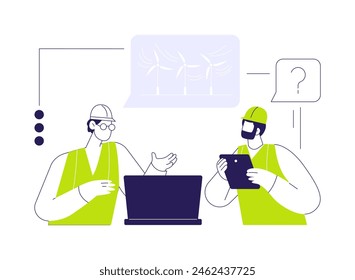 Environmental consultancy abstract concept vector illustration. Professional environmental engineer consults a man, ecology industry, air pollution control and problems solution abstract metaphor.