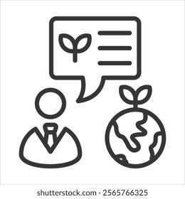 Environmental Consultant Icon Vector Illustration Outline Style
