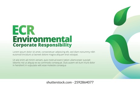 Environmental Corporate Responsibility. presentation templates corporate business annual report layout. abstract green leafs with line gradient clean look vector template 