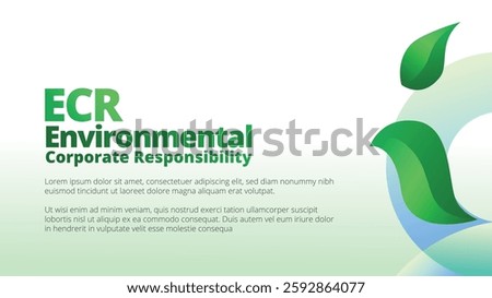 Environmental Corporate Responsibility. presentation templates corporate business annual report layout. abstract green leafs with line gradient clean look vector template 