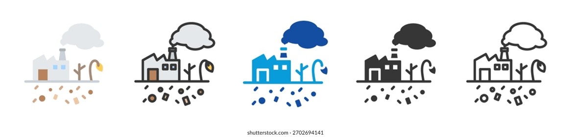 Conjunto de iconos de degradación ambiental Multi Style Varias colecciones