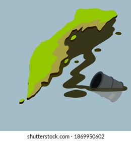 Environmental disaster on Kamchatka Peninsula. Ocean pollution. Spillage of toxic substances. Ecological Problems Of Russia. Concept of human influence on nature.
