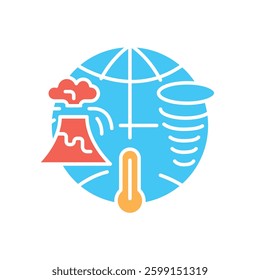 Environmental disasters flat icon icon. Vector isolated element. Editable stroke.