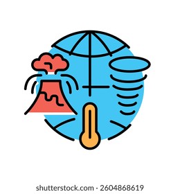 Environmental disasters flat icon icon. Vector isolated element. Editable stroke.