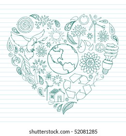 Environmental Doodles arranged in the shape of a heart