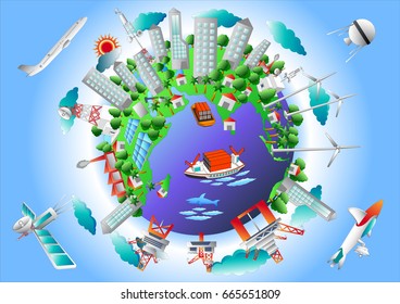 Environmental Earth Sciences, Colorful vector  for graphic design.