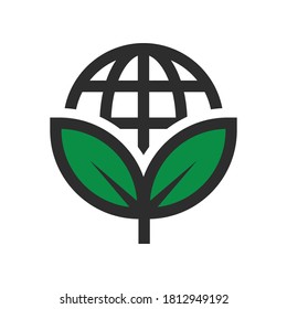 Umwelt- und umweltfreundliche Ikone, die unsere Erde mit der Pflanze des Baumes zur Heilung des Planeten retten 