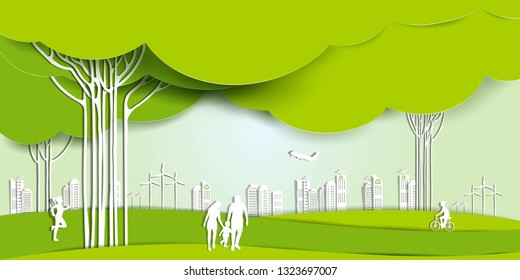 environmental and eco-friendly technologies, energy saving, ecological recycling. Vector illustration 