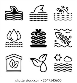 Environmental And Ecological Symbol Set Line Art Icons For Web And Print Design