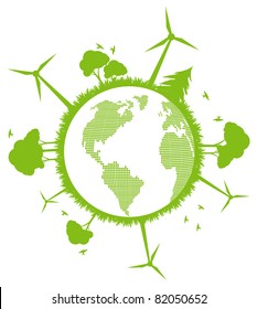 Environmental and ecology earth globe alternative energy vector concept background