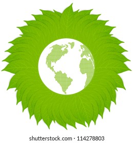 Environmental and ecology earth globe leaf vector concept background