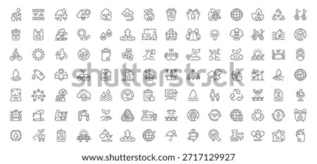 Environmental editable line icons set: linear eco and sustainability symbols