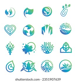 Environmental element logo design, gradient color vector illustration
