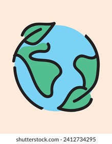 ilustración de la línea vectorial del ecosistema ambiental