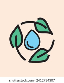 environmental, energy ecosystem vector line illustration