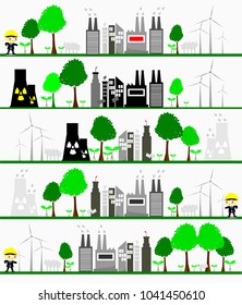environmental engineer, Ecology concept,save world,Cartoon style, World environment and sustainable development,Vector illustration.