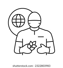 vector de icono de línea de trabajo de ingeniero ambiental. signo de trabajador de ingeniería ambiental. símbolo de contorno aislado ilustración negra