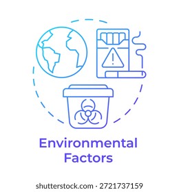 Umweltfaktoren blaues Farbverlauf-Konzept-Symbol. Biogefahrenwirkung. Globale Umwelt. Gesundheitsrisiko. Runde Liniendarstellung. Abstrakte Idee. Grafikdesign. Einfache Verwendung in Blog-Post, Broschüre