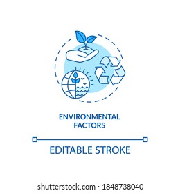 Environmental factors concept icon. PESTEL analysis. Cooperation with one eco goal. Natural communication idea thin line illustration. Vector isolated outline RGB color drawing. Editable stroke