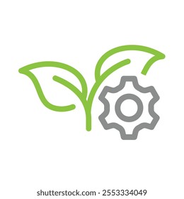 Environmental friendly manufacturing vector icon. Eco industry with gear and leaf.