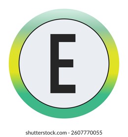 Environmental Grade Capital Letter E Icon with Green to Yellow Gradient Circle – Eco-Friendly Label for World Environment Day and Sustainability Awareness