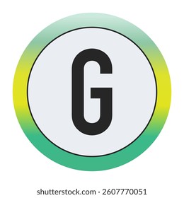Environmental Grade Capital Letter G Icon with Green to Yellow Gradient Circle – Eco-Friendly Label for World Environment Day and Sustainability Awareness