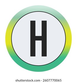 Environmental Grade Capital Letter H Icon with Green to Yellow Gradient Circle – Eco-Friendly Label for World Environment Day and Sustainability Awareness