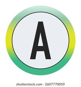 Environmental Grade Capital Letter A Icon with Green to Yellow Gradient Circle – Eco-Friendly Label for World Environment Day and Sustainability Awareness
