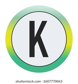 Environmental Grade Capital Letter K Icon with Green to Yellow Gradient Circle – Eco-Friendly Label for World Environment Day and Sustainability Awareness
