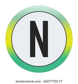 Environmental Grade Capital Letter N Icon with Green to Yellow Gradient Circle – Eco-Friendly Label for World Environment Day and Sustainability Awareness