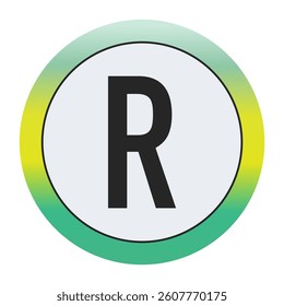Environmental Grade Capital Letter R Icon with Green to Yellow Gradient Circle – Eco-Friendly Label for World Environment Day and Sustainability Awareness