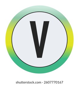 Environmental Grade Capital Letter V Icon with Green to Yellow Gradient Circle – Eco-Friendly Label for World Environment Day and Sustainability Awareness