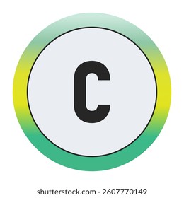 Environmental Grade Lowercase Letter c Icon with Green to Yellow Gradient Circle – Eco-Friendly Label for World Environment Day and Sustainability Awareness