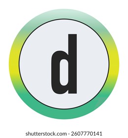 Environmental Grade Lowercase Letter d Icon with Green to Yellow Gradient Circle – Eco-Friendly Label for World Environment Day and Sustainability Awareness