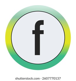 Environmental Grade Lowercase Letter f Icon with Green to Yellow Gradient Circle – Eco-Friendly Label for World Environment Day and Sustainability Awareness