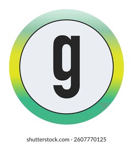 Environmental Grade Lowercase Letter g Icon with Green to Yellow Gradient Circle – Eco-Friendly Label for World Environment Day and Sustainability Awareness