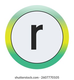 Environmental Grade Lowercase Letter r Icon with Green to Yellow Gradient Circle – Eco-Friendly Label for World Environment Day and Sustainability Awareness
