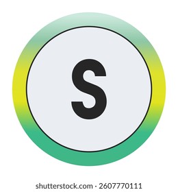 Environmental Grade Lowercase Letter s Icon with Green to Yellow Gradient Circle – Eco-Friendly Label for World Environment Day and Sustainability Awareness